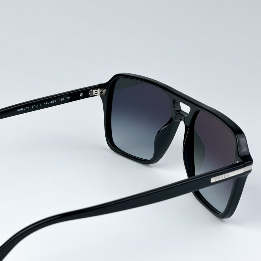 Prada PR20YS 1AB06T BRAND NEW Sunglasses Black Grey Unisex Pilot - Picture 8 of 10